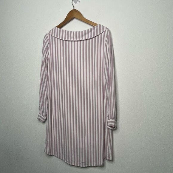 Cupcakes & Cashmere Women’s Pink White Striped Button Up Long Sleeve Dress Sz XS - Picture 9 of 9